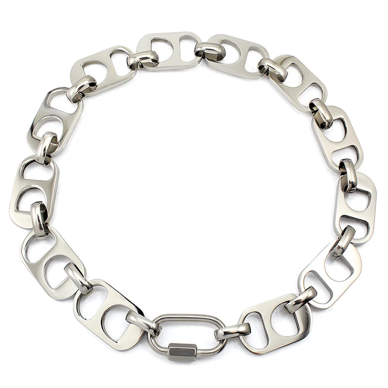 Wholesale Custom Big Chain Sliver Bracelet with Necklace Set 21cm Length