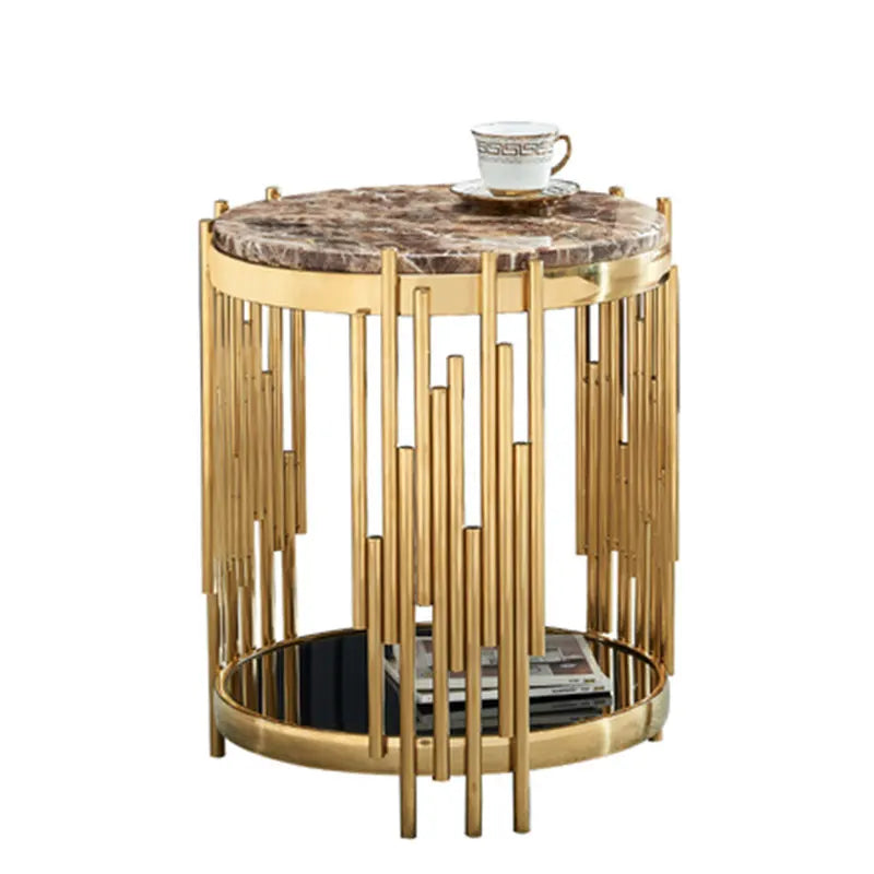 Balcony Table and Chair Three-piece Leisure Chair Set Bedroom Living Room Luxury Stainless Steel Small Coffee Table Combination