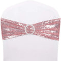 New Fancy Luxury Sequin Wedding Chair Cover Sash Rose Gold pink Chair Sash