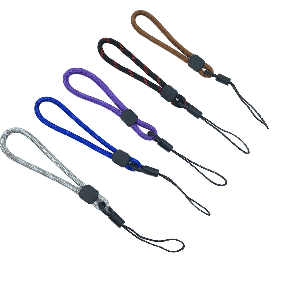 Wholesale Round Rainbow Braided Polyester Lanyard Spot Key Mobile Phone Hanging Case and Water Cup Holder