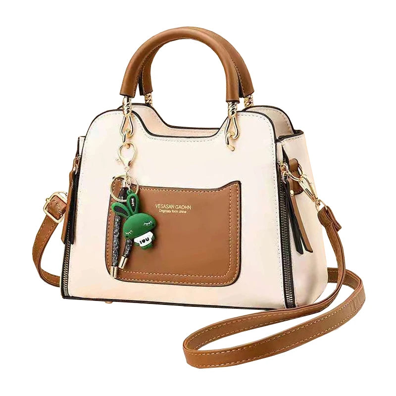 2026 New Customized Color-blocking Women's Bag Small square Bag With Pendant Simple Handbag