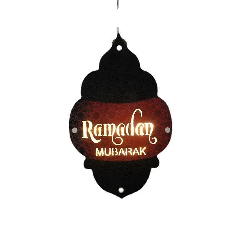 Kanlong New LED Wooden Lantern Lamp for Ramadan and EID Mubarak Wall Decoration Home Decor with Moon and Number Shapes
