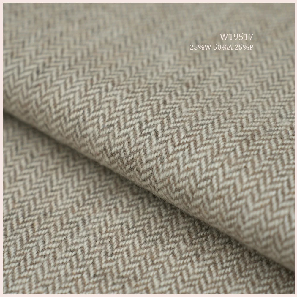 Ultra Stylish Herringbone Blend Wool Acrylic Polyester Upholstery Merino Wool Fabric for Curtains Sofa Cover Pillow