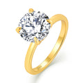 Exquisite Gold Plated Large Round-Cut Cubic Zircon Diamond 925 Sterling Silver Wedding Solitaire Engagement Ring