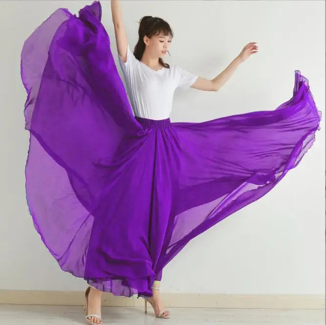 Ecowalson   Women 720 Degree Chiffon Skirt Ballet Gypsy Dancer Practice Wear Assorted Long Dance Skirt Women Party Dresses
