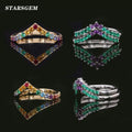 China Wholesale Starsgem Round Cut Luxury Colorful Diamonds Engagement Ring S925 10k/14k/18k Gold Emerald Rings