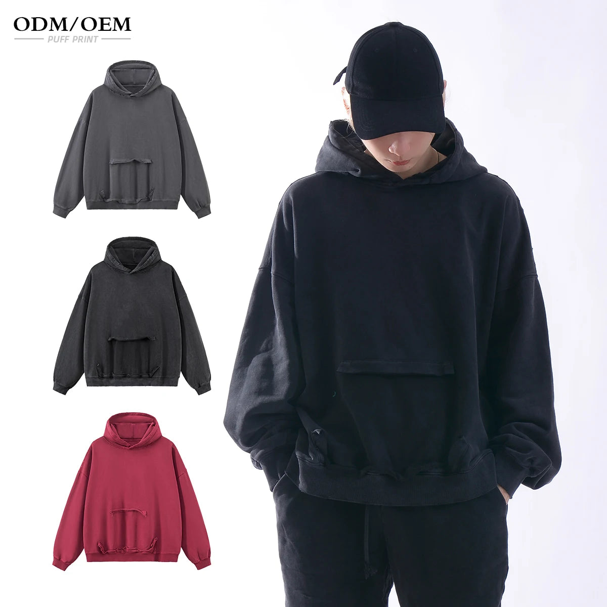 Clothing Manufacturers Custom Street Wear Sweatshirt 400 Gsm Heavy Weight Acid Washed Vintage Oversized Hoodie Unisex