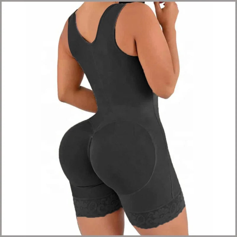 Women's Shapewear Underwear Lace Decoration Padded Hole Breathable Zipper Firm Control Panties Tops One-Piece Belly Open Design