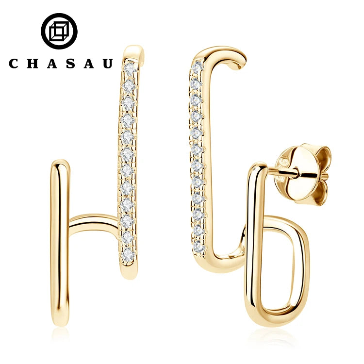 Round Moissanite Diamond Earrings S925 Sterling Silver Moissanite Geometric Earrings for Women