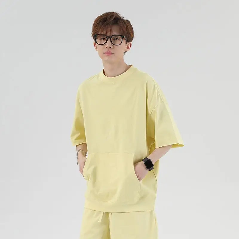 Custom Printed High Quality 275Gsm Knitted 100% Cotton Oversized Drop Shoulder Blank Men's T-Shirt