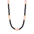 New Arrival Bohemian Freshwater Pearl 18k Gold Plated Beads Necklace Black Natural Stone Beaded Stainless Steel Choker Necklace