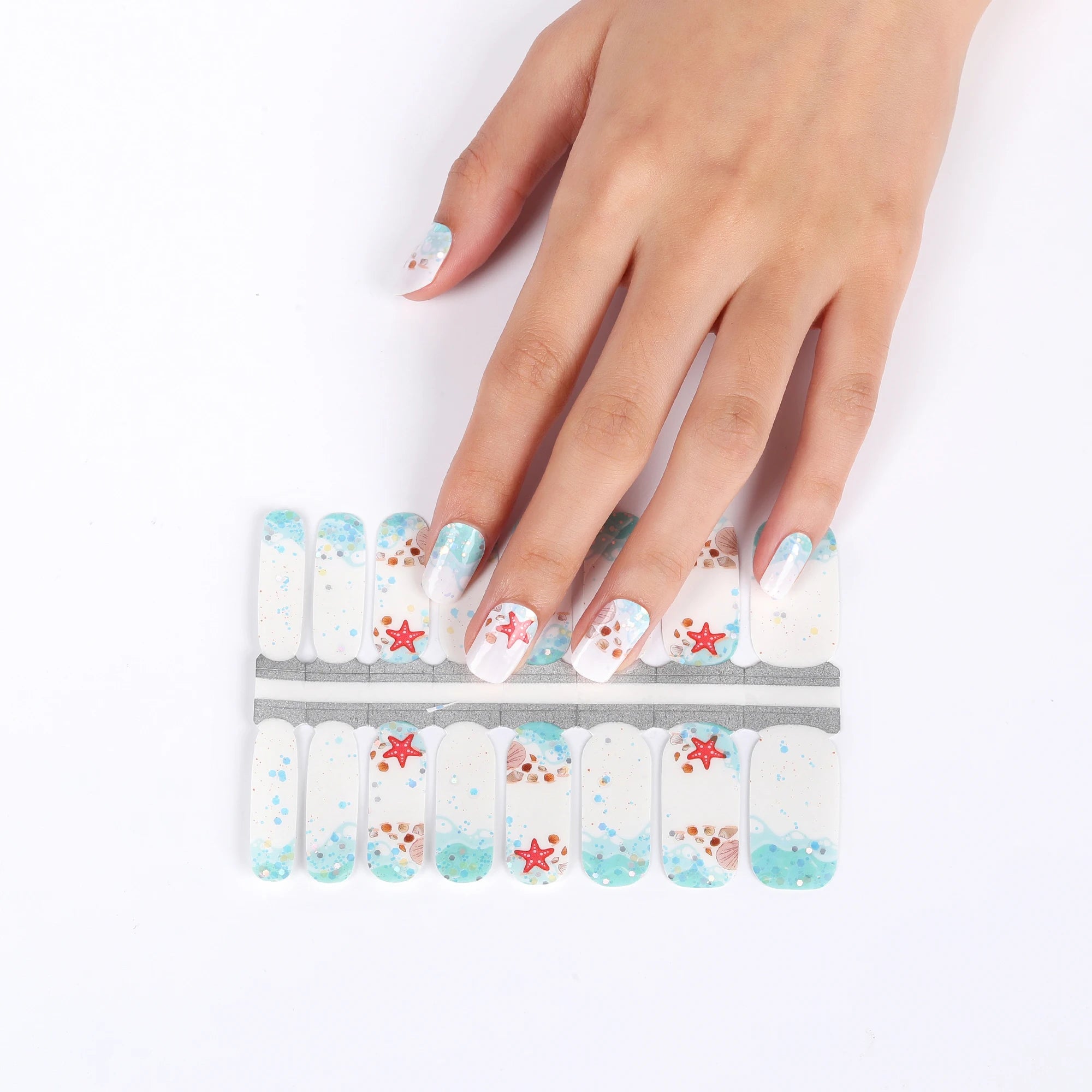 Huizi Nail Supplier Self-Adhesive Nail Art Stickers Glitter Gradient Color Shine Full Wraps Custom Nail Polish Strips