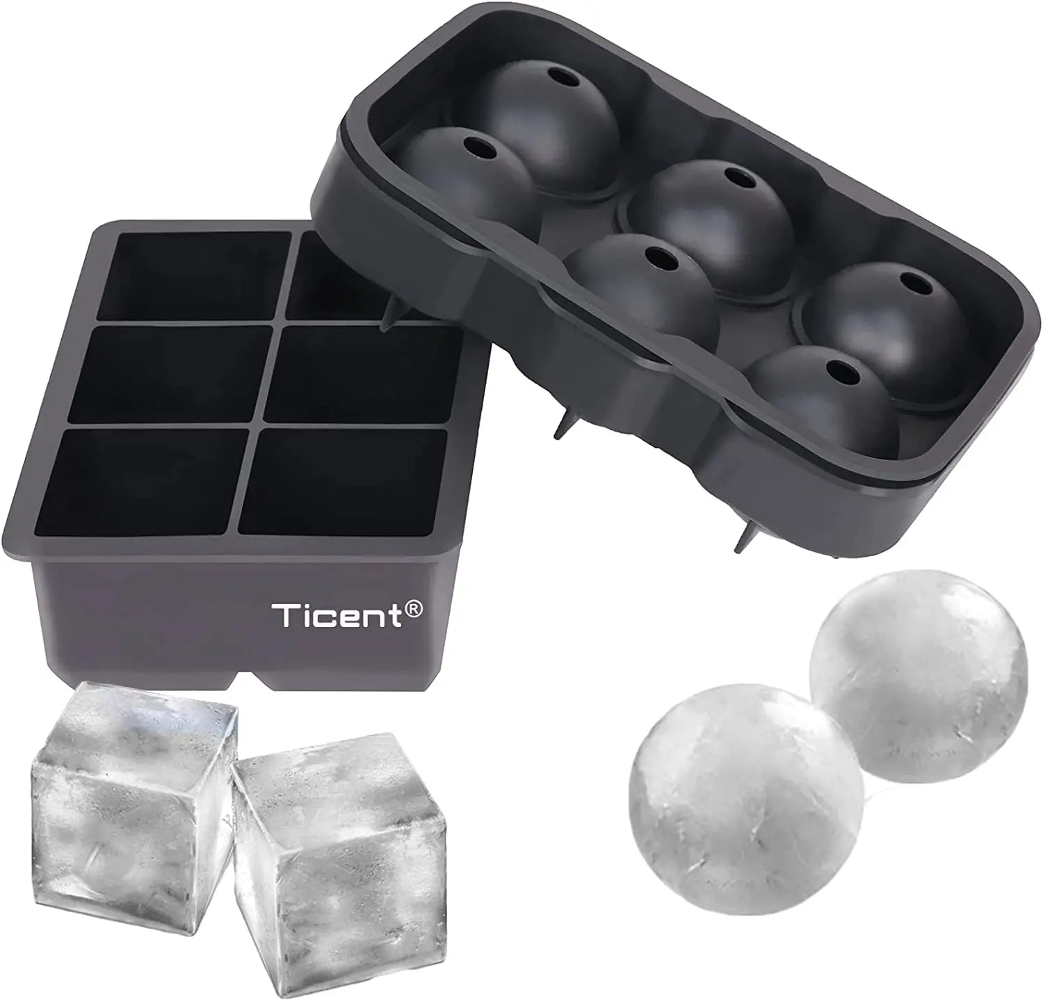 Customized Silicone Ice Cube Ball Maker Molds Set Reusable and BPA Free for Whiskey