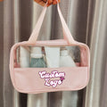 Wholesale Pink Waterproof PVC  Cosmetic Bag Private Label Plastic Travel PU Transparent Candy Color Large Capacity Makeup Bag