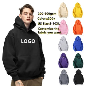 Customizable High Quality 500 GSM Cotton Thick Blank Plain Heavyweight Oversized Hoodies Unisex Plus Size Embossed Logo No