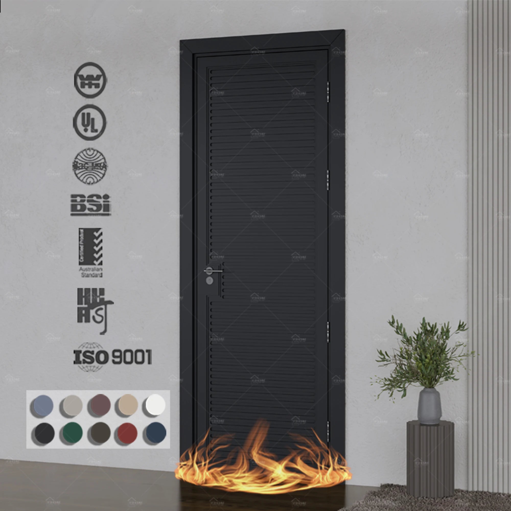 German Approved Custom Interior Fire Rated Door Modern Business Hotel Door Project Soundproofing Fireproof Wood Fire Door