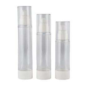 80ml 100ml 120ml Low MOQ in Stock Ready to Ship High Quality Empty Basic White Eye Cream Serum Airless Pump Plastic Bottle