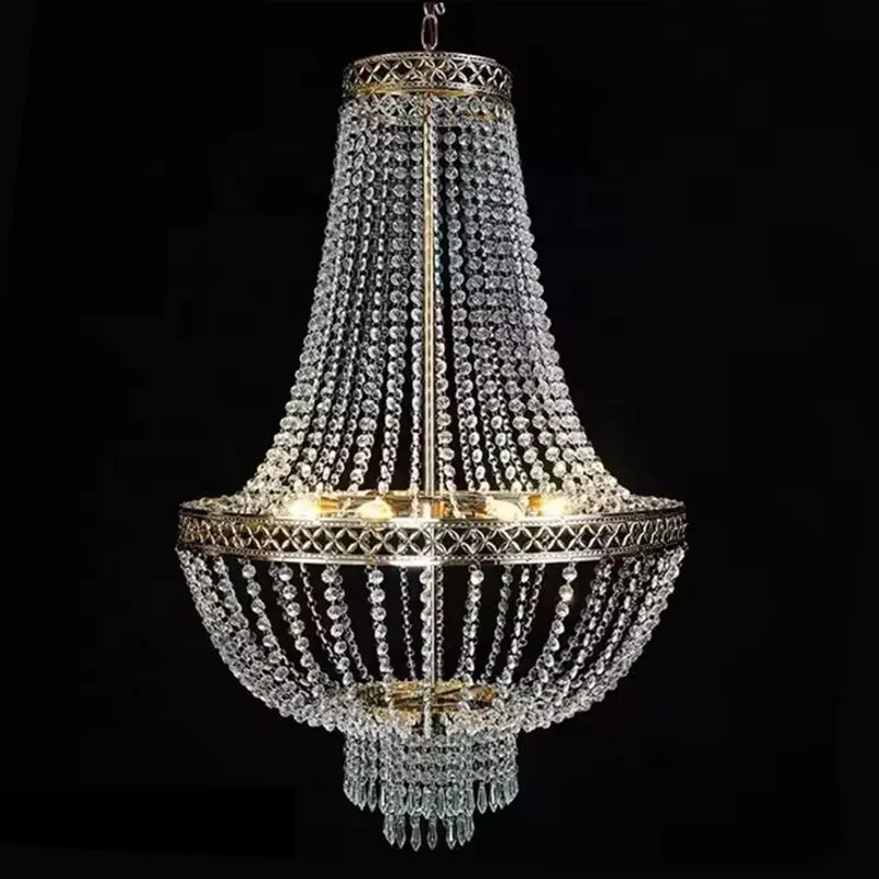 New Wedding Decoration Metal Iron Plating Crystal Bead Curtain Chandelier Wedding Event Stage Decoration Ceiling Light