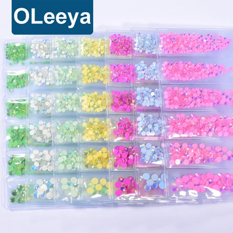Oleeya Factory Wholesale Bling Noctilucent Opal Flatback Rhinestone Nail Art Crystals Rhinestones for Nail Garment Decoration