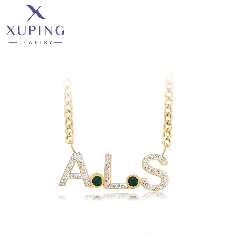 XUPING A00903206 New Wholesale Letter Design 14k Gold Color Female Stainless Steel Jewelry Daily Series Fashion Simple Necklace