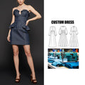 OEM Service Elegant Strapless Denim Mini Dress Fashion Ruffle Design Dress for Women Breathable Solid for Parties Formal Events