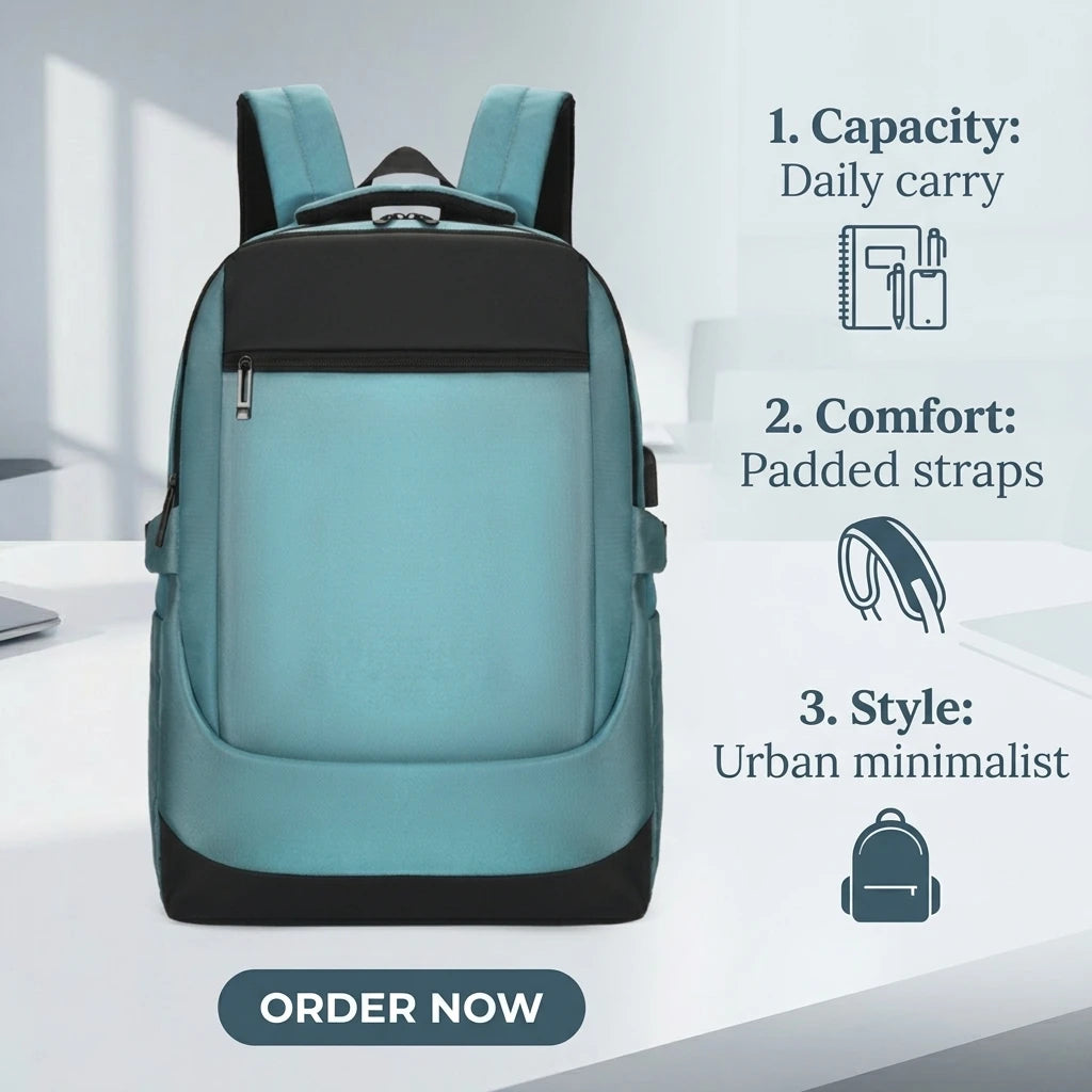 Men's Large Capacity Laptop Backpack with Waterproof Anti-Theft USB Charging Port Nylon Material Daily Use Design
