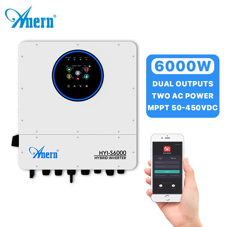 Anern 6200w on Grid off Grid Solar Hybrid Inverter 8000w