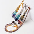 Wholesale Longfei Donghai Natural Rainbow Fluorite Crystal Pendulum Energy Stone Mineral Pendant Faceted Hexagonal Rod Necklace