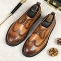 Men's High Top Casual Leather Shoes Versatile Business Cowhide Lightweight Resistant Lace-up for Autumn Season Dropshipping