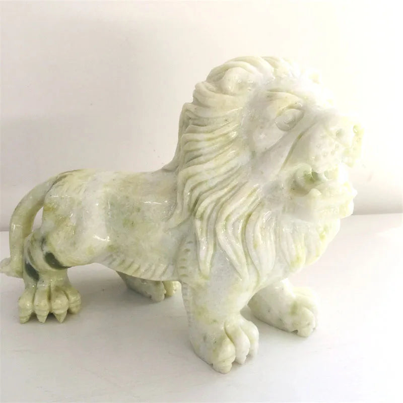 Natural Crystal Quartz Hand Carved Jade Carving Crafts Lantian Jade  Lion Ornaments for Home Decoration