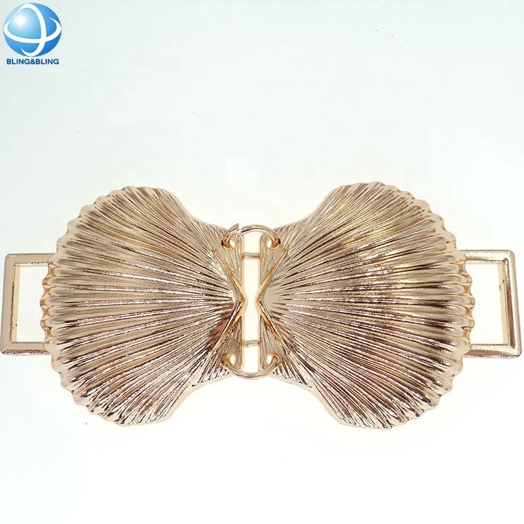 New Arrival Gold Metal Shell Shape Bikini Connector Strap for Women Beachwear Accessories