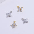Fine 925 Sterling Silver Zircon Lucky Clover Zircon Single Hole Cross Charms for Jewelry Making 18k Gold Plated Charm