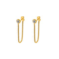 Trendy Geometric Minimalist Non-Tarnish 18K Stainless Steel Gold Plated Box Chain CZ Drop Earrings High Polish for Women