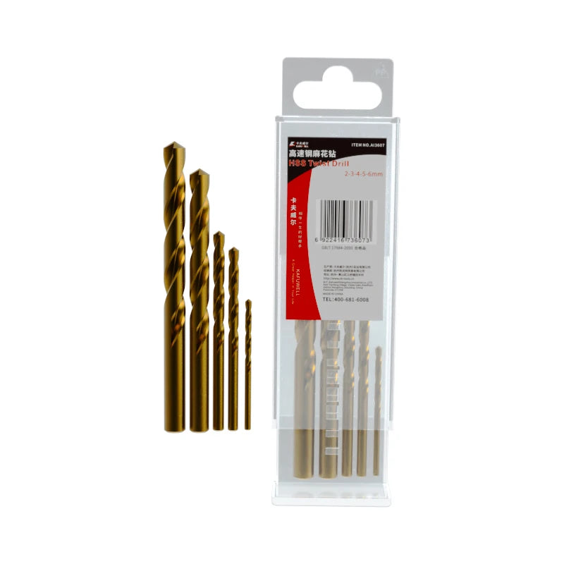 KAFUWELL AI3607 High Hardness Round Shank HSS Co Cobalt Twist Drill Bit Set for Hard Metal Stainless Steel