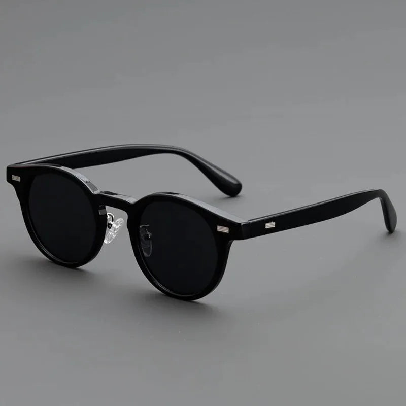 QSKY  Newest 2025 Luxury Classic Retro Sunglasses Premium Black Small Round Sun Shades Premium Driving Polarized Sunglasses Men