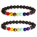 2023 Hot Men Women Jewelry Pulsera Mujeres Gemstone Volcanic Stone Chakra Bangles Healing Stone Bead Bracelets
