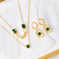 New Arrival 2 Pcs 18k Gold Plated Stainless Steel Heart Zircon Jewelry Set Necklace Earrings Tarnish Free for Women