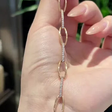 Wholesale 14K Gold Jewelry Pave Paperclip Bracelet Lab Grown Diamond Bracelets Bangles Fashion Jewelry