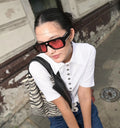 Large Tortoise Shell Square Frame Diamond Temples Wholesale Big Black Sunglasses Designer Red Lens Sunglasses