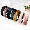 Wholesale Fashion Lady Solid Colors Wide Velvet Braid Hairband Trendy Twists Headbands Women