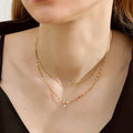 2022 Fashion Simple Stainless Steel 18K Gold Light Luxury Zircon Starlight Flash Piece Chain Double Layer Necklace