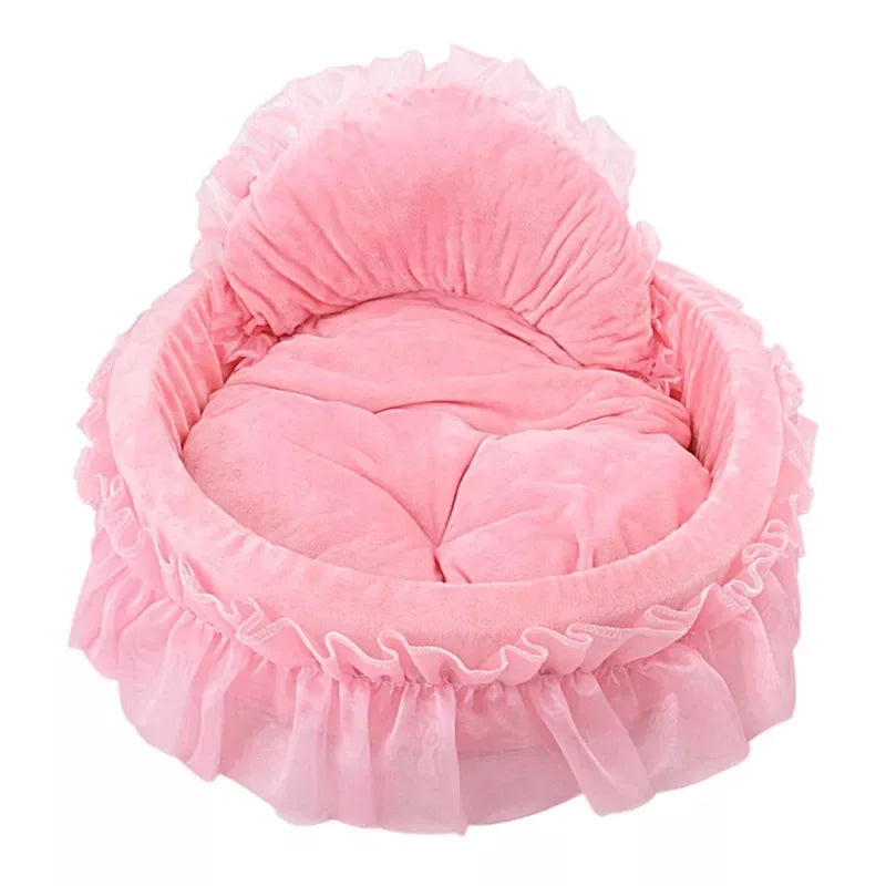 OEM ODM Pet Dog Kennel Four Seasons Removable Oval Dog Cat Bed Kennel House Luxury Princess Style Pet Bed