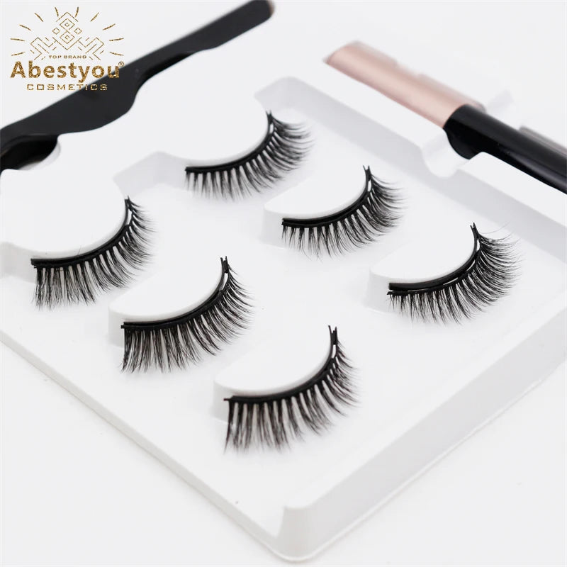 Abestyou Handmade Highest Quality Faux Mink Magnetic Eyelashes with 5 Magnets Light & Strong Magnetic Reusable Free Samples