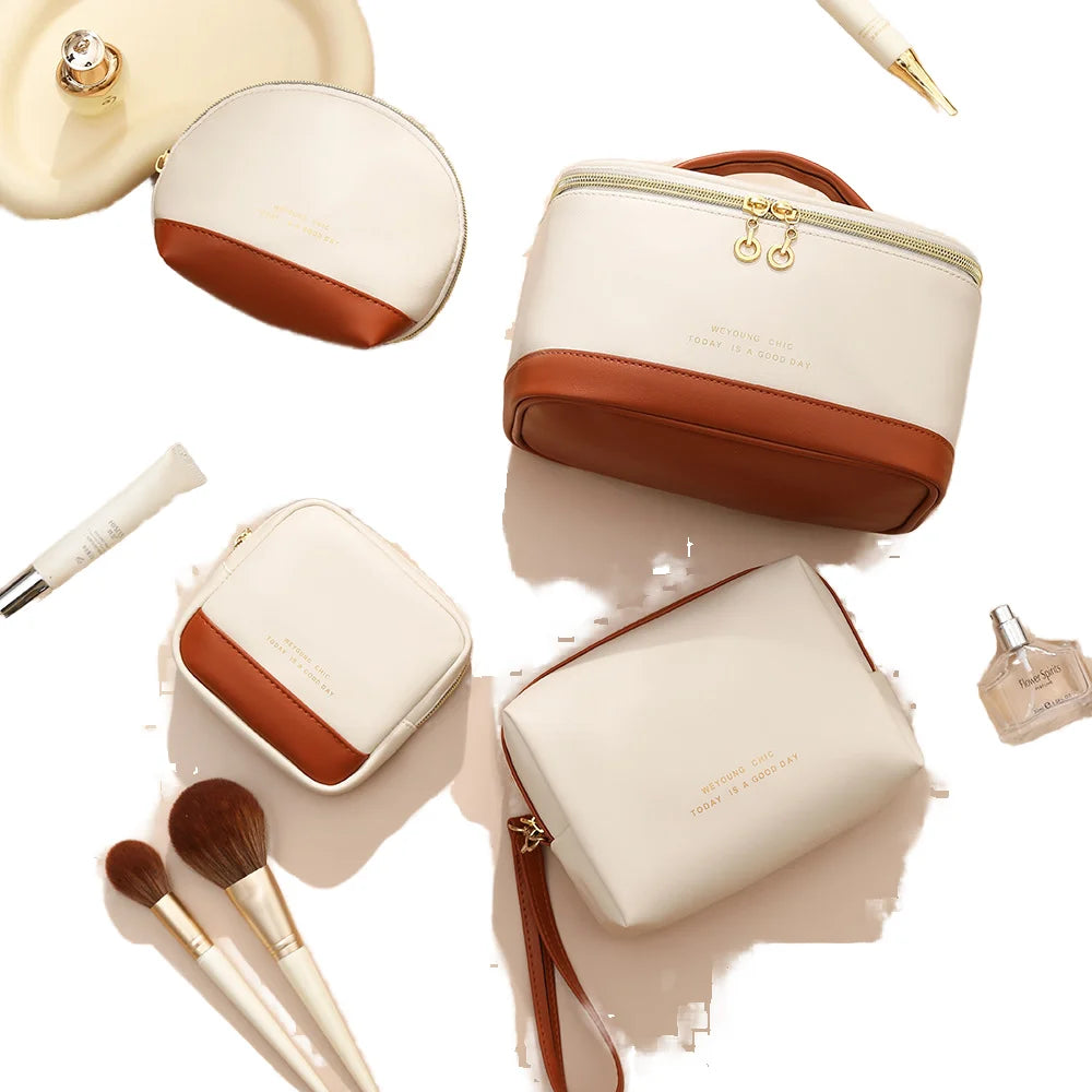 Wholesale Women's Large Capacity Travel for Toiletry Organizer Waterproof PU Cosmetic Bag Custom Logo Reusable Zipper Fashion