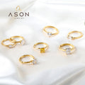 Ason Jewelry Wholesale Bulk Oval Shaped Diamond Ring Stainless Steel 18K PVD Gold Plated Couple Wedding Zircon Rings for Women