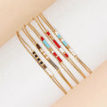 SC Bohemian Colorful Tiny Crystal Glass Beads Bracelets Women Super Thin Double Layer Gold Plated Stainless Steel Chain Bracelet