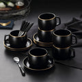 Modern Lifestyle Matte Black Coffee Cup with Gold Rim Eco-Friendly New Design Drinking Cups for Presents