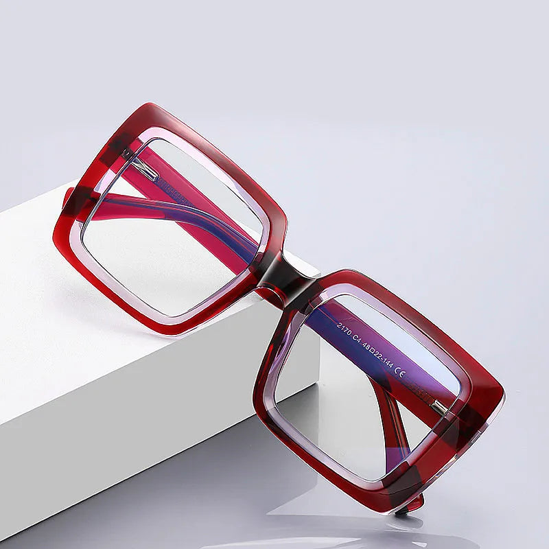 Wholesale 2025 Fashion TR90 Spring Hinge Optical Spectacles Frames Big Square Frame Anti Blue Light Glasses Women
