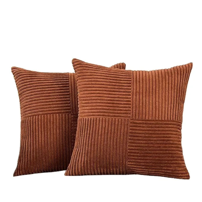Solid Color Corduroy Splicing Throw Pillow Cover Polyester Throw Pillow case Cover Strip Splicing Sofa Decor Throw Pillow Cover