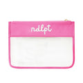 Wholesale Travel Cosmetic Bag PVC Needlepoint Clear Nylon Cosmetic Bags Custom Makeup Pouch Clutch Bag With Letter Patches